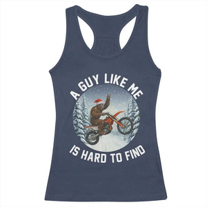 Funny Bigfoot Motorcycle Christmas Racerback Tank Top Sasquatch Rock On Hand Xmas TS14 Navy Print Your Wear