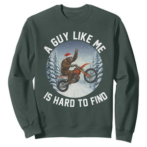 Funny Bigfoot Motorcycle Christmas Sweatshirt Sasquatch Rock On Hand Xmas TS14 Dark Forest Green Print Your Wear