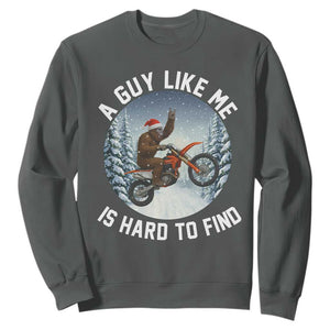 Funny Bigfoot Motorcycle Christmas Sweatshirt Sasquatch Rock On Hand Xmas TS14 Dark Heather Print Your Wear