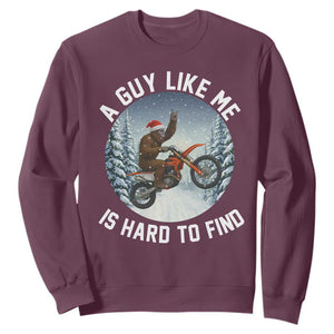 Funny Bigfoot Motorcycle Christmas Sweatshirt Sasquatch Rock On Hand Xmas TS14 Maroon Print Your Wear