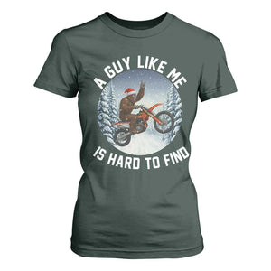 Funny Bigfoot Motorcycle Christmas T Shirt For Women Sasquatch Rock On Hand Xmas TS14 Dark Forest Green Print Your Wear