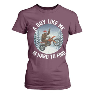 Funny Bigfoot Motorcycle Christmas T Shirt For Women Sasquatch Rock On Hand Xmas TS14 Maroon Print Your Wear