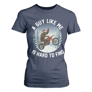 Funny Bigfoot Motorcycle Christmas T Shirt For Women Sasquatch Rock On Hand Xmas TS14 Navy Print Your Wear