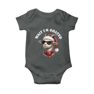 Funny Reindeer Christmas Baby Onesie Wait I Am Goated TS14 Dark Heather Print Your Wear