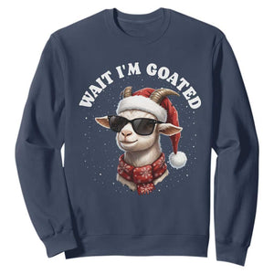 Funny Reindeer Christmas Sweatshirt Wait I Am Goated TS14 Navy Print Your Wear