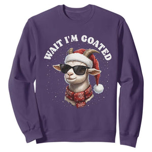 Funny Reindeer Christmas Sweatshirt Wait I Am Goated TS14 Purple Print Your Wear