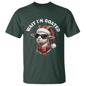 Funny Reindeer Christmas T Shirt Wait I Am Goated TS14 Dark Forest Green Print Your Wear