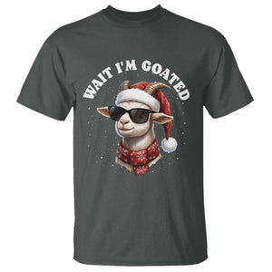 Funny Reindeer Christmas T Shirt Wait I Am Goated TS14 Dark Heather Print Your Wear