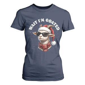 Funny Reindeer Christmas T Shirt For Women Wait I Am Goated TS14 Navy Print Your Wear