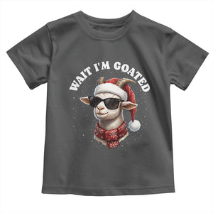 Funny Reindeer Christmas Toddler T Shirt Wait I Am Goated TS14 Dark Heather Print Your Wear