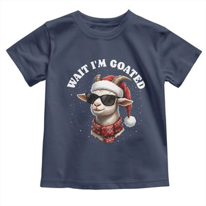 Funny Reindeer Christmas Toddler T Shirt Wait I Am Goated TS14 Navy Print Your Wear