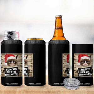 Funny Cat Mugshot Christmas 4 in 1 Can Cooler Tumbler I Will Protect You Kitten No Matter What TS14 Print Your Wear