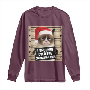 Funny Cat Mugshot Christmas Long Sleeve Shirt I Will Protect You Kitten No Matter What TS14 Maroon Print Your Wear