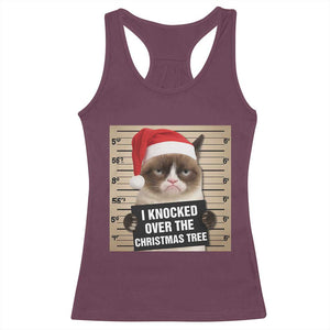Funny Cat Mugshot Christmas Racerback Tank Top I Will Protect You Kitten No Matter What TS14 Maroon Print Your Wear
