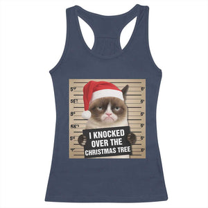 Funny Cat Mugshot Christmas Racerback Tank Top I Will Protect You Kitten No Matter What TS14 Navy Print Your Wear