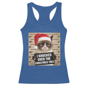 Funny Cat Mugshot Christmas Racerback Tank Top I Will Protect You Kitten No Matter What TS14 Royal Blue Print Your Wear
