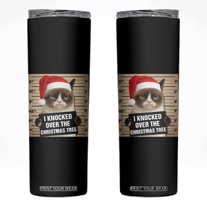 Funny Cat Mugshot Christmas Skinny Tumbler I Will Protect You Kitten No Matter What TS14 Black Print Your Wear