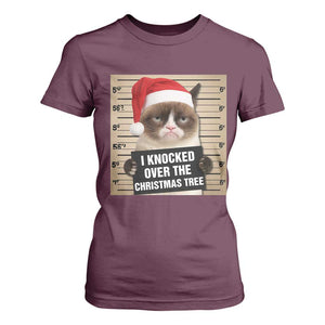 Funny Cat Mugshot Christmas T Shirt For Women I Will Protect You Kitten No Matter What TS14 Maroon Print Your Wear