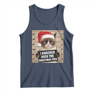 Funny Cat Mugshot Christmas Tank Top I Will Protect You Kitten No Matter What TS14 Navy Print Your Wear