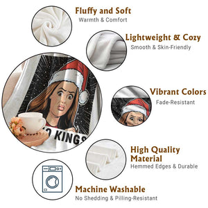 No Kings Throw Blanket Funny Disgusting Doll Face Meme Christmas TS14 Print Your Wear