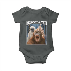 Funny Bigfoot Selfie Baby Onesie Sasquatch Yeti Christmas TS14 Dark Heather Print Your Wear