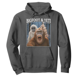 Funny Bigfoot Selfie Hoodie Sasquatch Yeti Christmas TS14 Dark Heather Print Your Wear