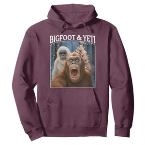 Funny Bigfoot Selfie Hoodie Sasquatch Yeti Christmas TS14 Maroon Print Your Wear