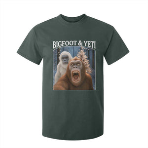 Funny Bigfoot Selfie T Shirt For Kid Sasquatch Yeti Christmas TS14 Dark Forest Green Print Your Wear