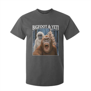 Funny Bigfoot Selfie T Shirt For Kid Sasquatch Yeti Christmas TS14 Dark Heather Print Your Wear
