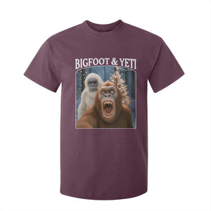 Funny Bigfoot Selfie T Shirt For Kid Sasquatch Yeti Christmas TS14 Maroon Print Your Wear
