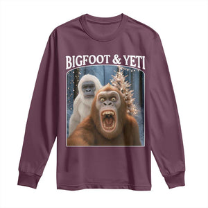 Funny Bigfoot Selfie Long Sleeve Shirt Sasquatch Yeti Christmas TS14 Maroon Print Your Wear