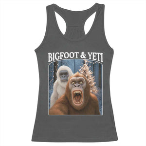 Funny Bigfoot Selfie Racerback Tank Top Sasquatch Yeti Christmas TS14 Dark Heather Print Your Wear