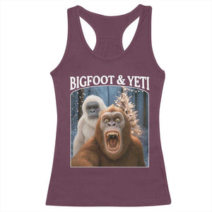 Funny Bigfoot Selfie Racerback Tank Top Sasquatch Yeti Christmas TS14 Maroon Print Your Wear