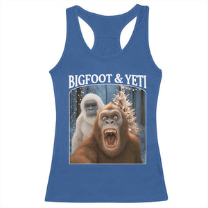 Funny Bigfoot Selfie Racerback Tank Top Sasquatch Yeti Christmas TS14 Royal Blue Print Your Wear