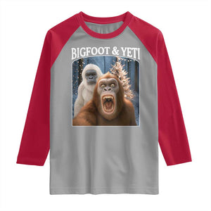 Funny Bigfoot Selfie Raglan Shirt Sasquatch Yeti Christmas TS14 Sport Gray Red Print Your Wear