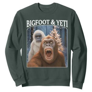 Funny Bigfoot Selfie Sweatshirt Sasquatch Yeti Christmas TS14 Dark Forest Green Print Your Wear