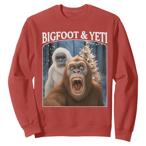 Funny Bigfoot Selfie Sweatshirt Sasquatch Yeti Christmas TS14 Red Print Your Wear