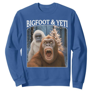 Funny Bigfoot Selfie Sweatshirt Sasquatch Yeti Christmas TS14 Royal Blue Print Your Wear