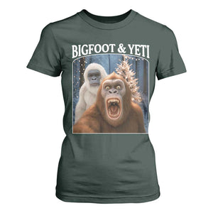 Funny Bigfoot Selfie T Shirt For Women Sasquatch Yeti Christmas TS14 Dark Forest Green Print Your Wear