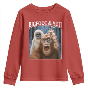Funny Bigfoot Selfie Youth Sweatshirt Sasquatch Yeti Christmas TS14 Red Print Your Wear
