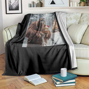 Funny Bigfoot With Cat Selfie Christmas Throw Blanket TS14 Print Your Wear