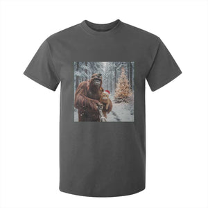 Funny Bigfoot With Cat Selfie Christmas T Shirt For Kid TS14 Dark Heather Print Your Wear