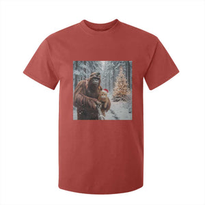 Funny Bigfoot With Cat Selfie Christmas T Shirt For Kid TS14 Red Print Your Wear
