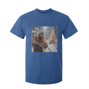 Funny Bigfoot With Cat Selfie Christmas T Shirt For Kid TS14 Royal Blue Print Your Wear
