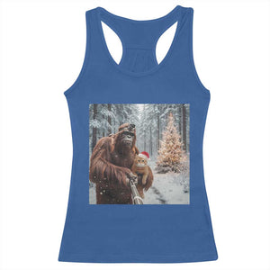 Funny Bigfoot With Cat Selfie Christmas Racerback Tank Top TS14 Royal Blue Print Your Wear
