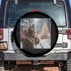 Funny Bigfoot With Cat Selfie Christmas Spare Tire Cover TS14 No hole Black Print Your Wear