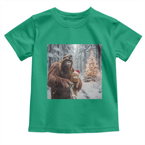 Funny Bigfoot With Cat Selfie Christmas Toddler T Shirt TS14 Irish Green Print Your Wear