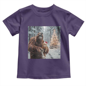 Funny Bigfoot With Cat Selfie Christmas Toddler T Shirt TS14 Purple Print Your Wear