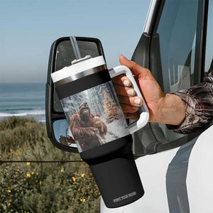 Funny Bigfoot With Cat Selfie Christmas Tumbler With Handle TS14 Print Your Wear