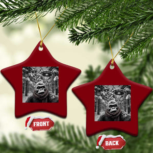 Funny Bigfoot Selfie Ceramic Ornament Sasquatch Alien UFO Xmas TS14 Print Your Wear